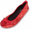 imageShoes 18 Womens Foldable Portable Travel Ballet Flat Shoes wMatching Carrying CaseSequins Red