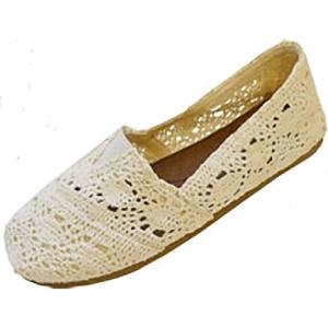 imageShoes 18 Womens Canvas Crochet Slip on ShoesCream 3008