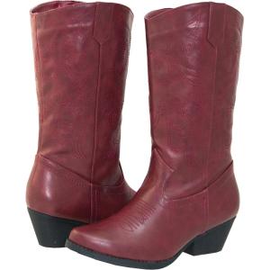 imageShoes 18 Womens Faux Leather Western Cowboy Boots WTraditional Embroidery 9 Burgundy 6314 Tall