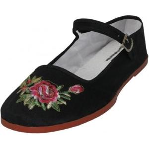 imageShoes 18 Womens Foldable Portable Travel Ballet Flat Shoes wMatching Carrying Case114 Black Emb