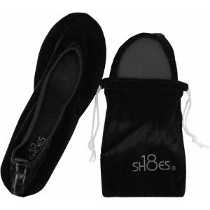 imageShoes 18 Womens Foldable Portable Travel Ballet Flat Shoes wMatching Carrying CaseMicro Black