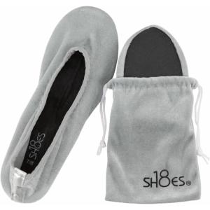 imageShoes 18 Womens Foldable Portable Travel Ballet Flat Shoes wMatching Carrying CaseMicro Grey