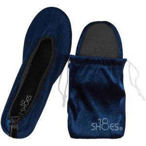 imageShoes 18 Womens Foldable Portable Travel Ballet Flat Shoes wMatching Carrying CaseMicro Navy