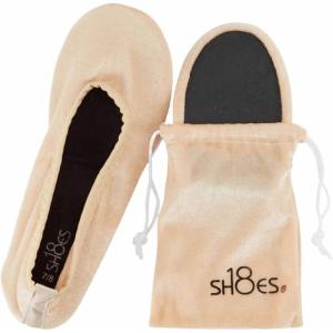 imageShoes 18 Womens Foldable Portable Travel Ballet Flat Shoes wMatching Carrying CaseMicro Nude