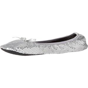 imageShoes 18 Womens Foldable Portable Travel Ballet Flat Shoes wMatching Carrying CaseSequins Silver
