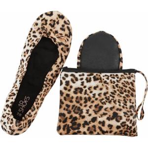 imageShoes 18 Womens Foldable Portable Travel Ballet Flat Shoes wMatching Carrying CaseSh18 Leopard