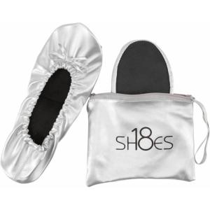 imageShoes 18 Womens Foldable Portable Travel Ballet Flat Shoes wMatching Carrying CaseSh18 Silver