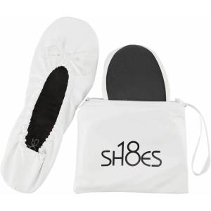 imageShoes 18 Womens Foldable Portable Travel Ballet Flat Shoes wMatching Carrying CaseSh18 White