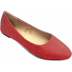 imageShoes8teen Womens Ballerina Ballet Flats Shoes Leopard ampamp Solids 14 Colors8600 Red Glitter