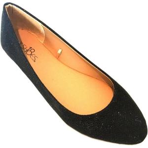 imageShoes8teen Womens Ballerina Ballet Flats Shoes Leopard ampamp Solids 14 ColorsBlack Glitter