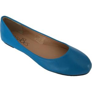 imageShoes8teen Womens Ballerina Ballet Flats Shoes Leopard ampamp Solids 14 ColorsBlue Pu 8600
