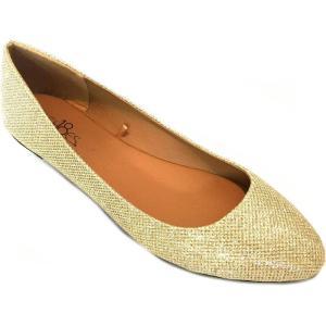 imageShoes8teen Womens Ballerina Ballet Flats Shoes Leopard ampamp Solids 14 ColorsGold Glitter