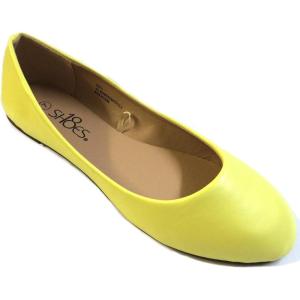 imageShoes8teen Womens Ballerina Ballet Flats Shoes Leopard ampamp Solids 14 ColorsYellow Pu 8600