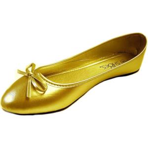 imageShoes 18 Womens Ballerina Ballet Flats Shoe with BowGold
