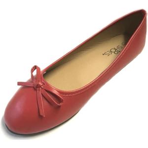 imageShoes 18 Womens Ballerina Ballet Flats Shoe with BowRed