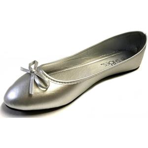 imageShoes 18 Womens Ballerina Ballet Flats Shoe with BowSilver