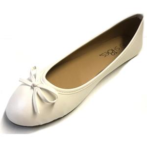 imageShoes 18 Womens Ballerina Ballet Flats Shoe with BowWhite