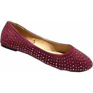 imageShoes 18 Womens Faux Suede Rhinestone Ballerina Ballet Flats Shoes4021 Berry