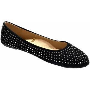 imageShoes 18 Womens Faux Suede Rhinestone Ballerina Ballet Flats Shoes4021 BlackSilver