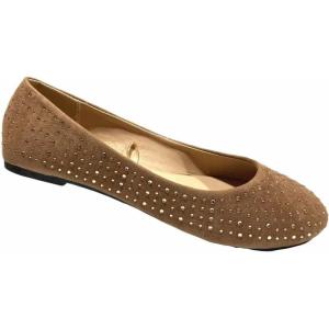 imageShoes 18 Womens Faux Suede Rhinestone Ballerina Ballet Flats Shoes4021 Brown