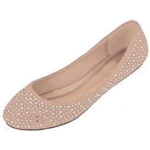 imageShoes 18 Womens Faux Suede Rhinestone Ballerina Ballet Flats Shoes4021 Nude