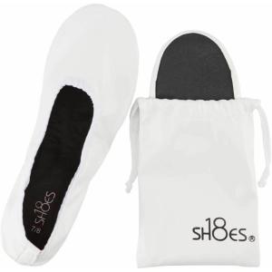 imageShoes8teen Womens Foldable Portable Travel Ballet Flat Shoes wMatching Carrying Case SH1818 White 78