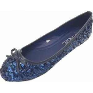 imageShoes8teen Womens Sequins Glitter Round Toe Ballet Flat with Bow2001 Navy Sequins